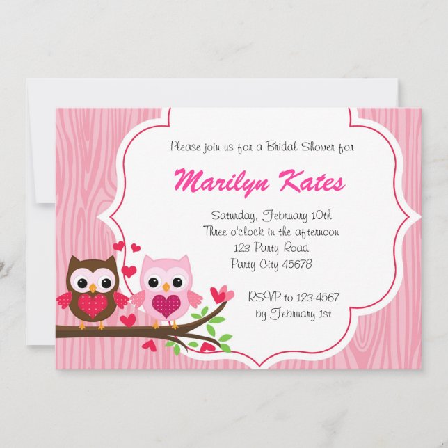 Love Owl on the branch Invitation (Front)
