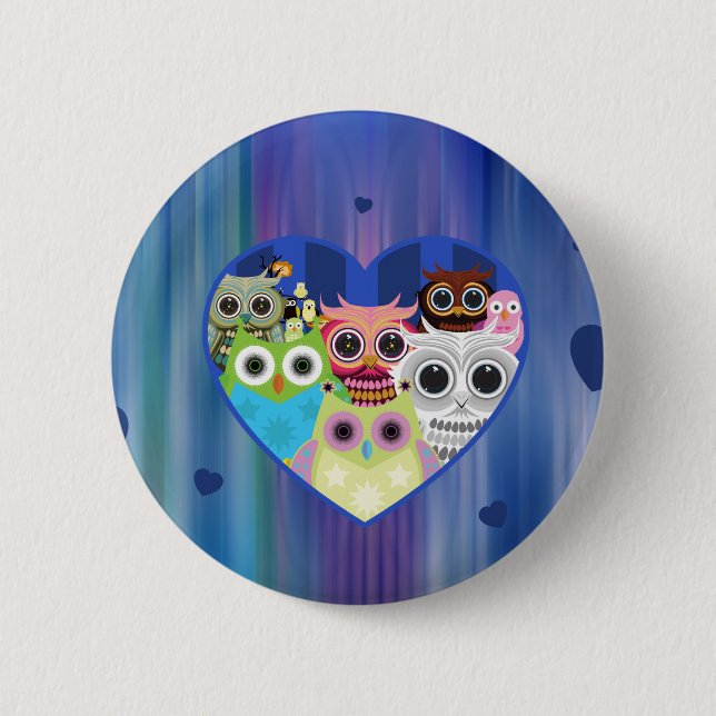 Love Owls 6 Cm Round Badge (Front)