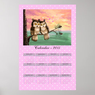 Love owls calendar 2015 poster