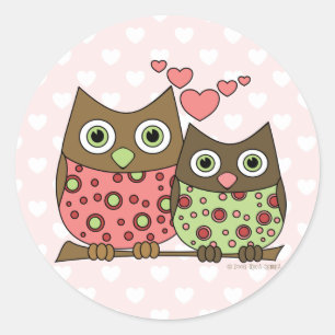 Love Owls Classic Round Sticker