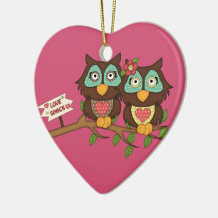 Love Owls design Gifts Ceramic Tree Decoration