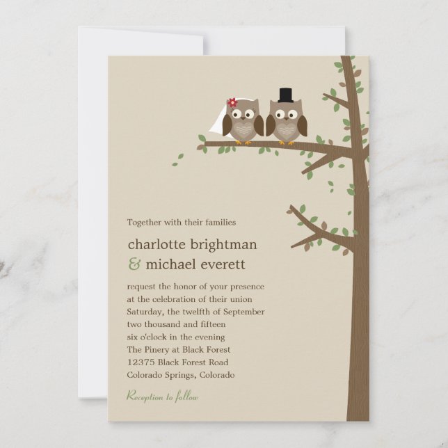 Love Owls Wedding Invitation (Front)