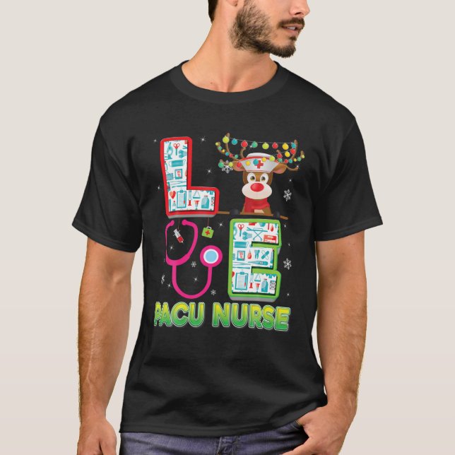 Love PACU Nurse Reindeer Stethoscope Sweater Ugly (Front)