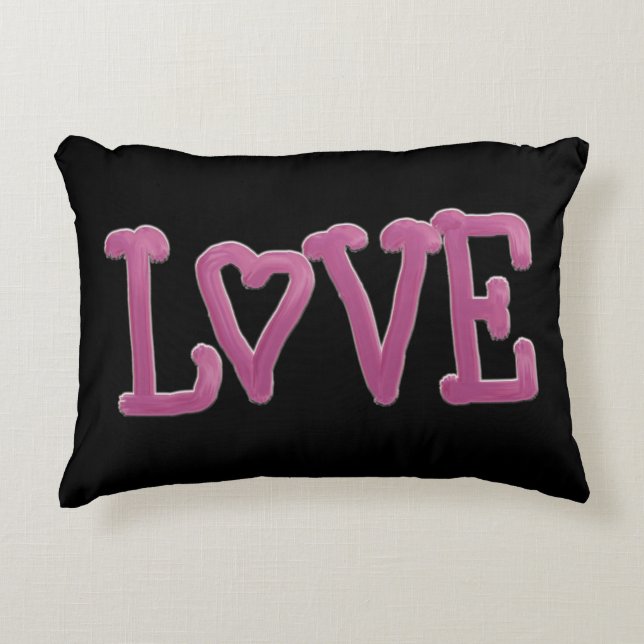 LOVE Painted Lettering Magenta   Decorative Cushion (Front)