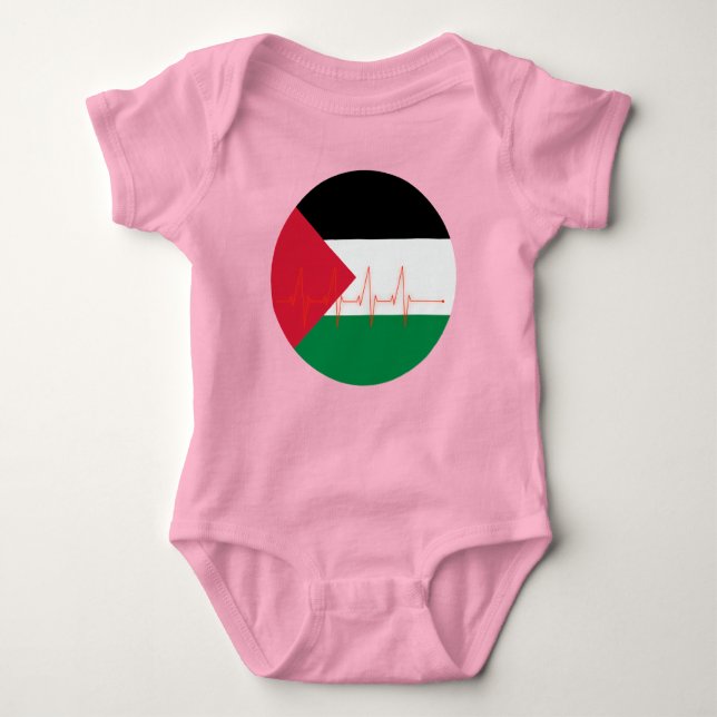 Love Palestine Heart Pulse فلسطين | Free Palestine Baby Bodysuit (Front)