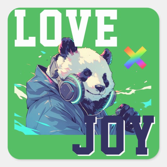 LOVE × PANDA - Custom Square Sticker (Front)