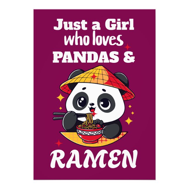 Love Pandas and Ramen (white text) Photo Print (Front)