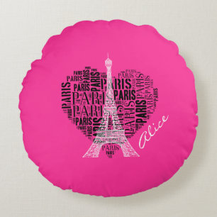 Love Paris   Adorable Eiffel Tower Round Cushion