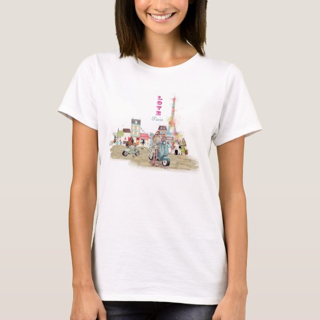 Love Paris collage sketch T-Shirt (Front)