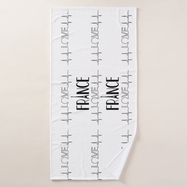 Love Paris France Black White Bath Mat Towel (Bath Towel)