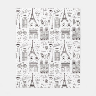 Love Paris French Icons Fleece Blanket