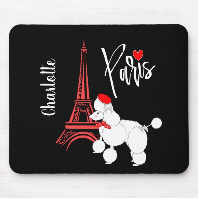 Love Paris French Poodle Super Cute Personalised Mouse Pad (Front)