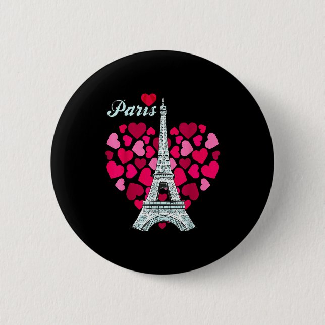 Love Paris Heart Eiffel Tower Souvenir France Fren 6 Cm Round Badge (Front)