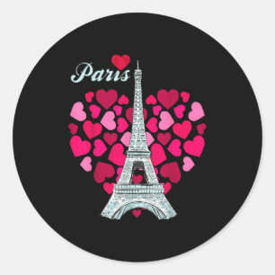 Love Paris Heart Eiffel Tower Souvenir France Fren Classic Round Sticker