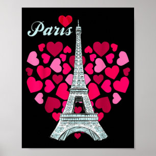 Love Paris Heart Eiffel Tower Souvenir France Fren Poster