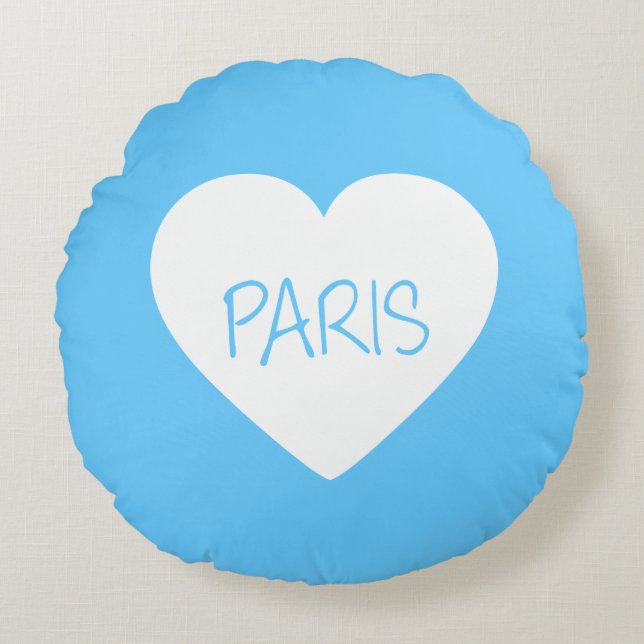 Love Paris heart Round Cushion (Front)