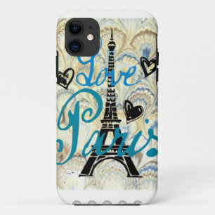 LOVE PARIS PASTEL BLUE HEARTS AND EIFFEL PRINT Case-Mate iPhone CASE