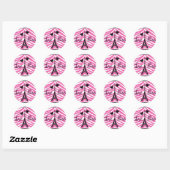 LOVE PARIS PINK ZEBRA EIFFEL TOWER HEART PRINT CLASSIC ROUND STICKER (Sheet)