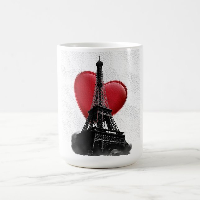 Love Paris Red Heart Eiffel Tower Coffee Mug (Center)