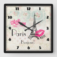 Love Paris with Eiffel Tower on Vintage Pattern
