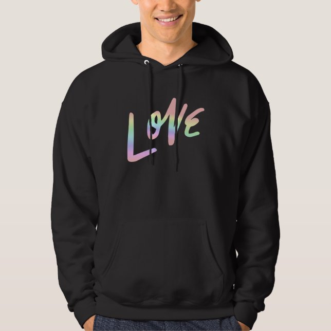 Love Pastel Rainbow Love Cool Hoodie (Front)