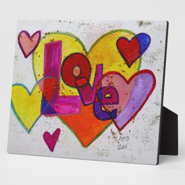 Love Patchwork Hearts Painting Poem Plaque (Side)