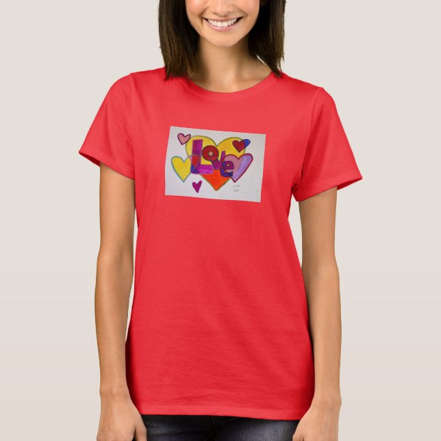 Love Patchwork Hearts Word Art Shirts (Front)