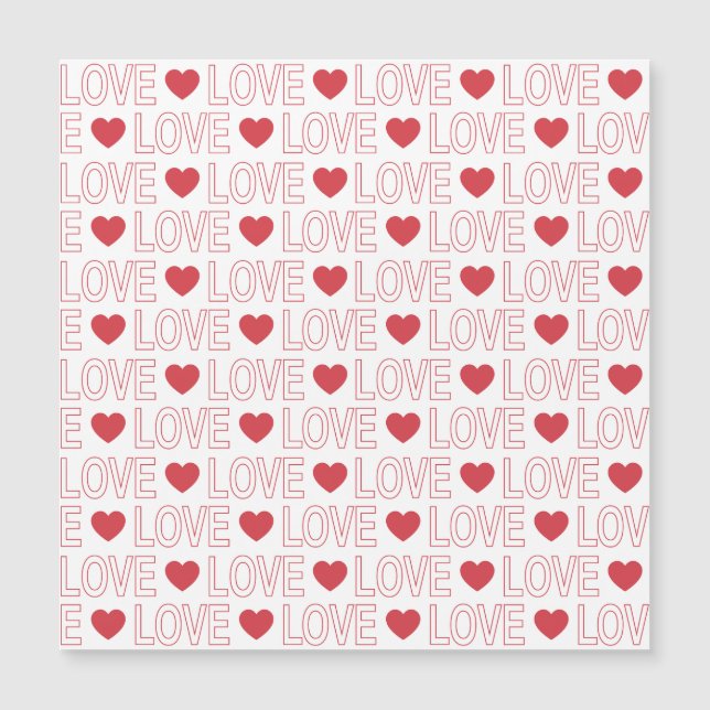 Love Pattern Magnetic Card - Red Outline (Front)