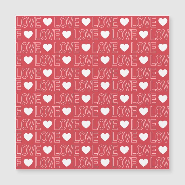 Love Pattern Magnetic Card - White Outline (Front)