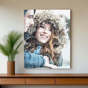 Love Pattern Overlay Photo Canvas Print