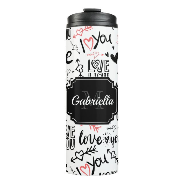 Love Pattern Thermal Tumbler (Front)