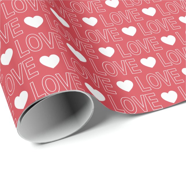 Love Pattern Wrapping Paper - White Outline (Roll Corner)