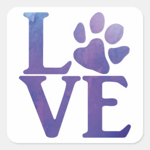 Love Paw Classic Purple Square Sticker