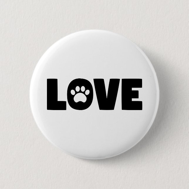 Love Paw Print 6 Cm Round Badge (Front)