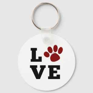 Love Paw Print Animal Lover Dog Lover Key Ring