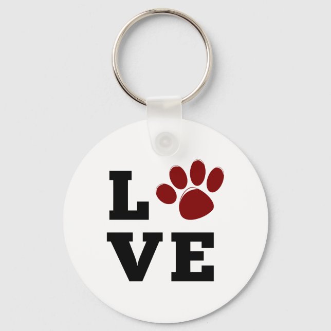 Love Paw Print Animal Lover Dog Lover Key Ring (Front)