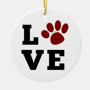 Love Paw Print Animal Lover Dog Lover Photo Ceramic Tree Decoration