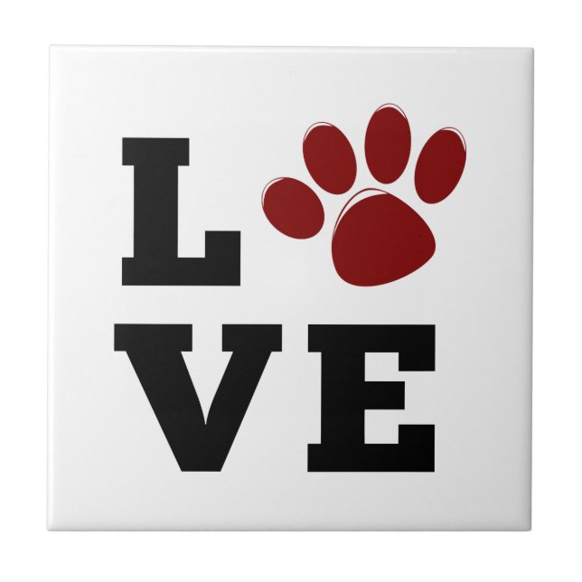 Love Paw Print Animal Lover Dog Lover Tile (Front)