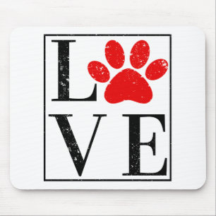 LOVE PAW PRINT DOG OWNER PET LOVER MOUSE PAD