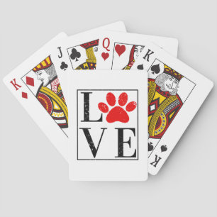 LOVE PAW PRINT DOG OWNER PET LOVER PLAYING CARDS