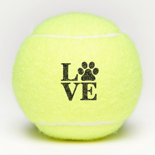 Love Paw Print Tennis Balls (Front)