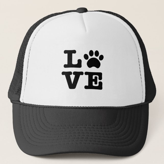 Love Paw Print Trucker Hat (Front)