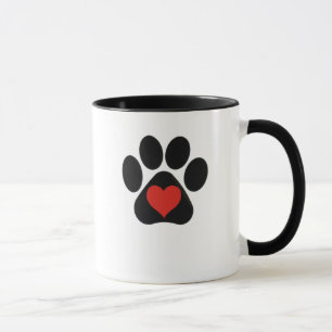 Love Paw Print with red heart Mug