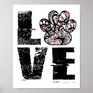 Love Paw Tattoo Flower Dog Lover _1 Poster