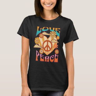 LOVE PEACE 60S 70S RETRO COLORFUL FLOWERS HEART T-Shirt