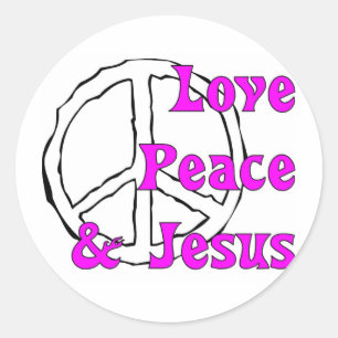 Love peace and Jesus Christian peace sign Classic Round Sticker