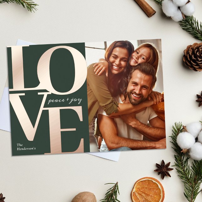Love, Peace and Joy Christmas Green Family Photo (Creator Uploaded)