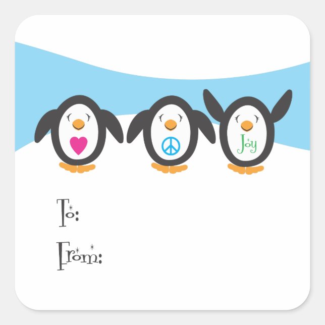 Love, Peace and Joy Penguin Holiday Tag (Front)