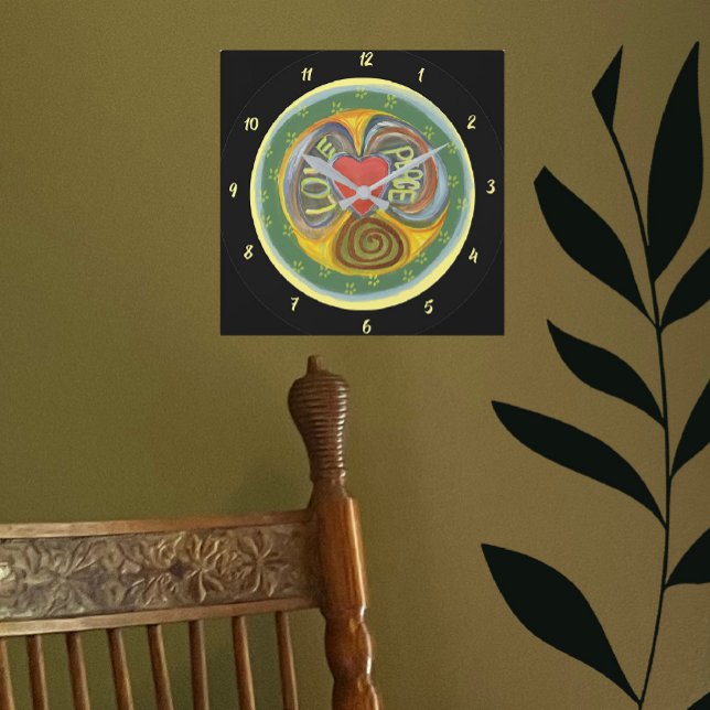 Love Peace, Breathe Peace Time Is Now Square Wall  Clock (Creator Uploaded)