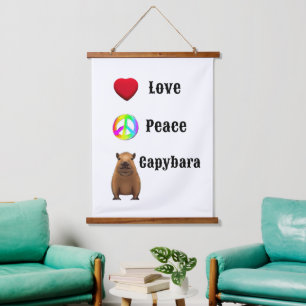 Love,Peace, Capybara Wall Art